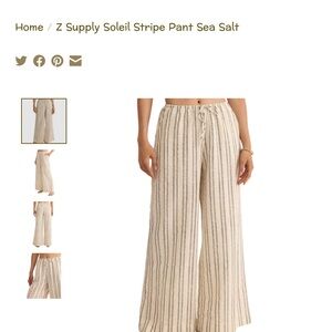 Z Supply Soleil Stripe Wide-Leg Pants - Sea Salt, size medium, new with tags